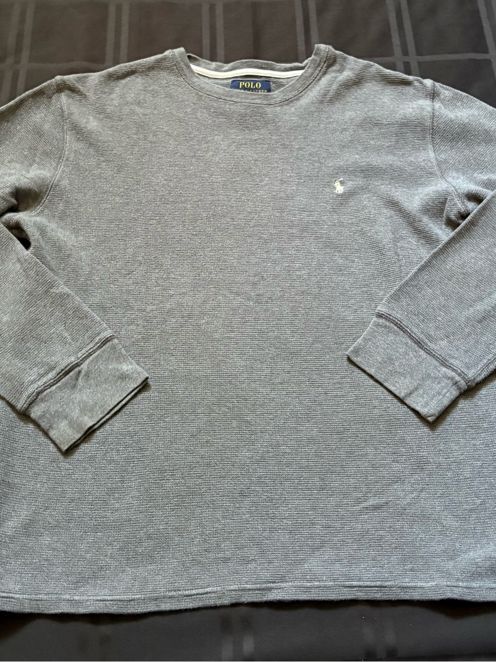Polo Ralph Lauren Mens XL Grey Waffle Knit Thermal Long Sleeve Shirt